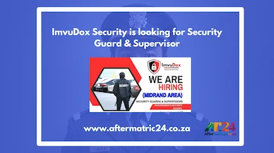 "ImvuDox Security Services hiring poster for Security Guards and Supervisors in Midrand with job requirements and application details."