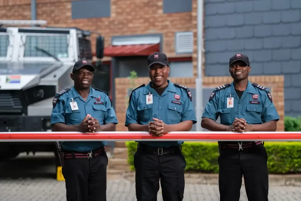 Entrance of SSG Security office showing recruitment signboard in South Africa.