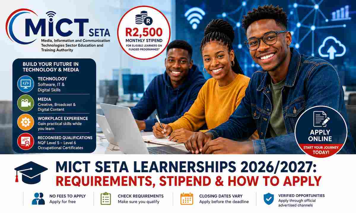 MICT SETA Learnerships Requirements Stipend and How to Apply